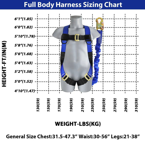 Heavy Duty Full Body Fall Arrest Safety Harness With Six Foot Shock Absorbing Lanyard Ansi Certified Construction Roofing Workhorse Built Tough For Real Deal Field Professionals