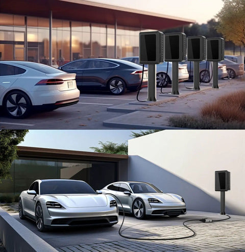 Slick Heavy-Duty EV Charger Enclosure With Pedestal Post Workhorse Weatherproof Lock Box For Outdoor Use protecting vehicles from elements.
