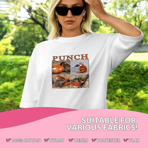 Woman in sunglasses wearing t-shirt with baby monkey design from Dope Monkey Team DTF Transfers Pack For DIY Tees.