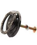 Close-up of a bronze-toned ring pull knob with a floral design, part of 8 Pack Vintage Ring Pulls In Bronze Tone 37mm Diameter European Style