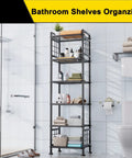 Six Wire Standing Storage Shelf For Bathroom And Laundry Room, Metal Shelving Unit Pantry Rack For Kitchen And More, Black Finish