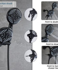 Matte Black Shower System With Handheld Showerhead And Rain Shower Head Dual 2 In 1 Faucet 3 Way Diverter showing water modes
