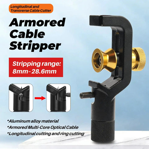 Pro Grade Armored Cable Stripper 8-28mm Coax And Fiber Optic Wire Cutter Mid Span Radial Slitting Ring Tool