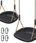 Two Pack Heavy Duty Swing Seats With 500 Pound Capacity And Wider Swing Board Anti Slip Surface Height Adjustable Rope From Fifty To Eighty Inches Built For Backyard Patio Garden Playground, shown with 4 carabiners