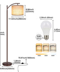 Diagram of Tall Industrial Floor Lamp With LED Bulb 9W 800 Lumens Three Color Temperature 2700K 4000K 5000K, beige lampshade