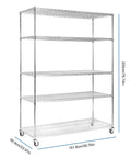 5-Tier Steel Storage Rack With Wheels And Shelves Beefy Built To Last 7500 Lbs Total Capacity Waterproof Liners Rust Resistant Steel