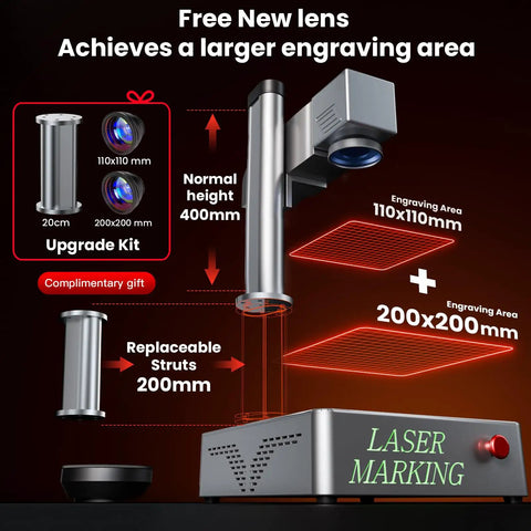 Dope Dual Lens 20W Fiber Laser Marking Machine For Metals Jewelry And Plastics Lightburn Compatible Engraver with setup