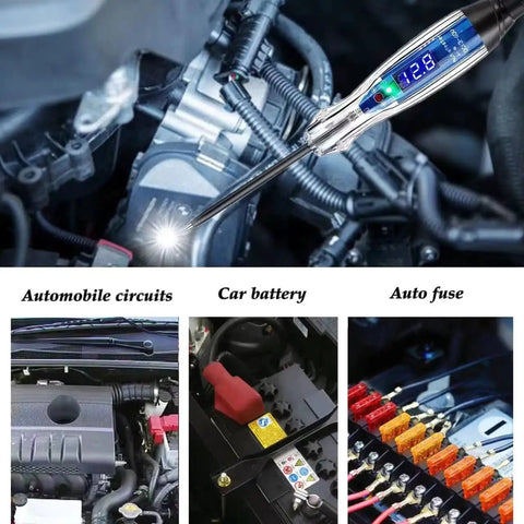 Heavy Duty Automotive Test Light With 3 To 60V DC LED Digital Voltmeter, Rugged Voltage Tester Electric Probe Pen For Fuses, Batteries, And Polarity, Handy DIY And Professional Tech Tool used on engine bay wires and fuse panel