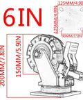 Heavy Duty 6 Inch Rubber Swivel Casters With Brakes Set Of 4 Industrial Wheels with detailed dimensions and design.