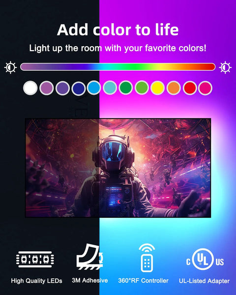 Lit RGB LED Strip Kit 32.8 Feet With 300 LEDs 5050 SMD Color Changing Flexible Light Strips for vibrant home theater lighting