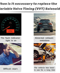 Signs for replacing VVT Solenoid: check engine light, exhaust emissions, difficult start, vehicle age.