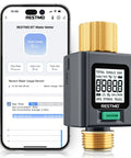 Smart Water Flow Meter With Backlit Screen And Brass Inlet And Outlet, A Handy Water Saver That Tracks Gallon And Liter Use And Flow Rate