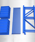 Hella Sturdy 4 Tier Metal Shelving Unit Boltless Heavy Duty Storage Rack Built For Garage Workshop Setup Features Big Time Reinforced Steel Shelves For Tools parts in blue, including shelves and frame.