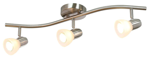 Three Light Kitchen Track Lighting With Modern S Shaped Ceiling Track Bar In Brushed Nickel Finish Lit Hardwired Track Light Kit