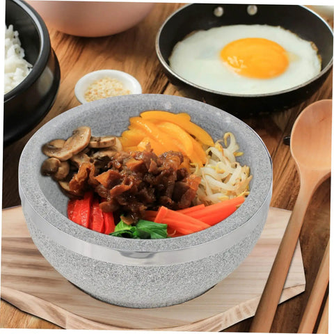 Korean Stone Bowl Set With Wooden Base For Bibimbap Soup And Rice Keeps Food Hot Longer With Durable Granite Stoneware Perfect For Home Cooks And Foodies Ramen Hot Pot And Everyday Meals