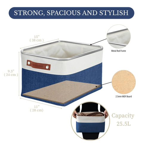 Tough As Nails Heavy Duty Fabric Storage Bins With Reinforced Metal Frame And Faux Leather Handles, Large Closet Organizers Making Shelves A Total Game Changer, 3 Pack For Quick Cleanup