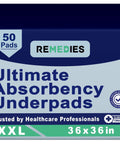 Ultra Absorbent Heavy Duty Disposable Adult Bed Pads 36X36 Inch Waterproof Incontinence Underpads pack of 50 pads.