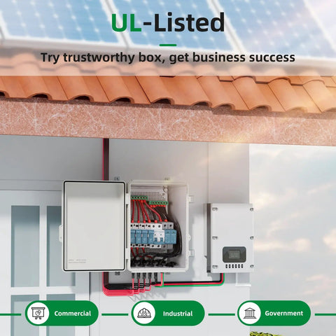 UL Listed Nema 6 Junction Box With Mounting Plate Heavy Duty Weatherproof Electrical Enclosure In Grey installed with solar panel connections.