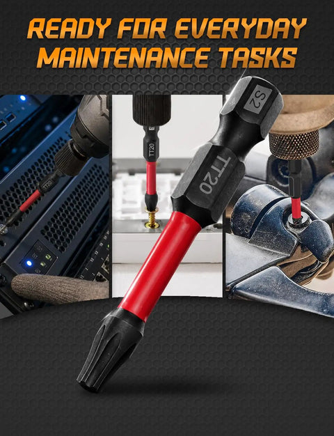 10 Piece Security Torx Bit Set Including Tamper Resistant Star Bits Tt6 To Tt40 And 2 Inch Shafts For Impact Drivers, TT20 bit in use on electronics.