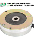 EZGO RXV golf cart motor brake, front view, round metal housing with black center.