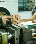 Must-Have Non-Sparking Tool Set 11-Piece Aluminum Bronze Kit with British Style Pipe Wrenches in use on machinery