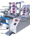 Close-up of Semi Automatic Round Bottle Labeling Machine With Dual Side Option And Simple Foot Switch for no sweat daily packing jobs.
