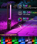 5W RGB Low Voltage Path Lights For Outdoor Landscape Lighting 12 To 24 Volt With Auto On Off Waterproof Design