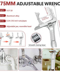 6-75mm adjustable wrench from Tight Space Plumbing Tool Set with Basin Wrench And 8 In 1 Faucet Wrench for pipe removal