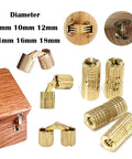 Concealed Barrel Hinges Copper 8mm to 18mm for Cabinets and Furniture with cylindrical design and adjustable screws