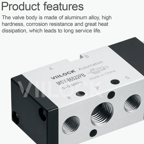 Close-up of Go-To Pneumatic Mechanical Valve 5 Way 2 Position Momentary Mushroom Push Button Manual Control Air Valve MSV-86522PB