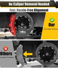 Wheel Alignment Tool With Imperial Tape Measure And Heavy Duty Toe Alignment Plates No Caliper Removal Needed shown installed