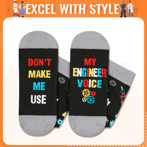 Engineer Socks Gift For Men With Mechanical And Electrical Symbols Such As Gears Pencils Rulers And Hard Hats
