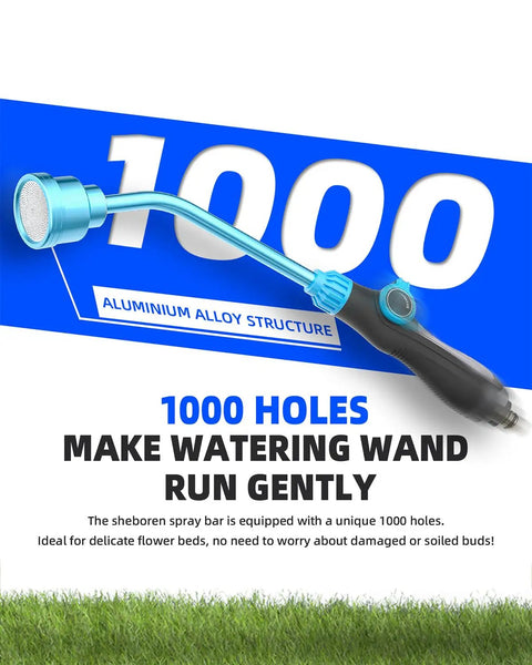 Versatile 19 Inch Detachable Sprayer Wand With 1000 Hole Gentle Rain Shower displayed on blue and white background