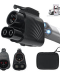 NACS to CCS1 Adapter for Tesla Supercharger, black, supports 250kW charging for Ford, GM, Hyundai, Rivian vehicles.