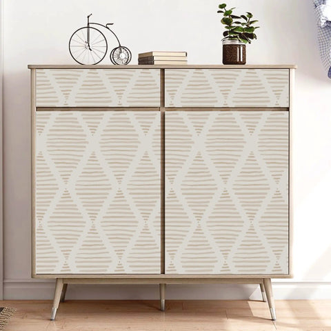 Modern Stripe Peel And Stick Wallpaper Beige And White Geometric Self Adhesive Wall Covering Vinyl for Cabinet