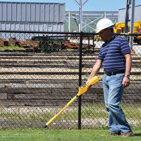 Rugged Magnetic Locator With Slick One-Handed Ergonomic Grip And Dead On Digital Readout for pipeline tracing outdoors.