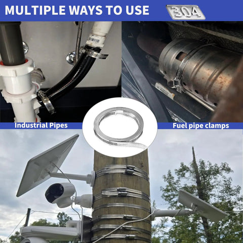 Hose clamps kit, 304 stainless steel, 33 ft strap, 20 fasteners, with L-wrench