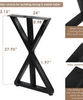 Beefy Black Metal Legs 28x24 Heavy Duty Industrial For Coffee And End Tables with dimensions and design features