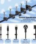 500 Pack Cable Clips With Steel Nails In 4mm 5mm 6mm 8mm 10mm Nail In Wall Mount Cable Management Clips For USB Ethernet Power Wires Home Office TV Computer Easy Install No Fuss