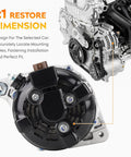 Close-up of Premium Replacement Beefed-Up Alternator 11137N with engine, fits Lexus ES350 RX350 Avalon Highlander Venza 3.5L.