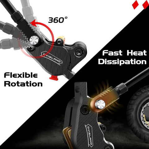 DYISLAND LD-210S hydraulic brake caliper set for electric scooter, black, 2-pin, power-off kit (2 calipers)