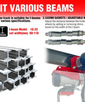 Power Hoist Trolley With Push Geared System For 2200Lbs Capacity On 2.68-4.33 In I Beam, adjustable width I-beam model display