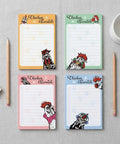 Chicken Themed Sticky Notes Set 4x6 Inches 200 Sheets Total Cute Rooster Paw Print Design Funny Animal Stationery in four colors