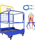 Rock Solid Foldable Forklift Safety Cage For Two Workers, Hella Durable Heavy Duty Steel Man Basket with safety harness.