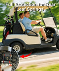 Rear Leaf Spring Bushing Kit For EZGO TXT Medalist 1994-Up And Club Car DS 1981-Up Golf Carts, Easy Install Direct Replacement For A Smoother Ride On Courses, Farms, Resorts, And Community Transportation. Golf cart rear suspension bushing kit installed on leaf springs