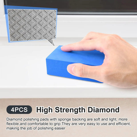 Using the Four Piece Diamond Hand Polishing Pads Set With Sanding Block Kit for Wet And Dry Polishing of surfaces.