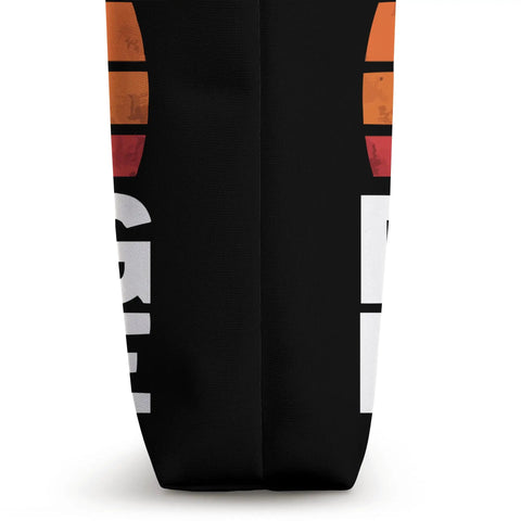 Side view of Dragon Boat Paddler Tote Bag for Dragonboating Gear and Race Day Essentials, featuring colorful vertical design.