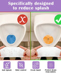 Demonstration of Urinal Screens Deodorizer Set Of 10 With Orange And Lavender Fresh Scents reducing splash and blocking debris.