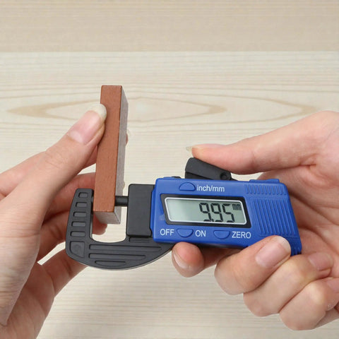 Digital Thickness Gauge Micrometer With Portable Rugged Build And Quick Inch Metric Switching Gives Bullseye Readings On A Sharp Screen For Mechanics Machinists And Shop Crew Measuring Paper Film Leather Items Without Batteries Required
