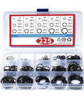 Durable Pro Grade 225 Piece 304 Stainless External Retaining Ring Set For Shafts E Type Circlips 15 Sizes From M3 To M25 Anti Rust C Clip Snap Ring Repair Kit For Mechanical Assemblies, open organizer box with assorted rings